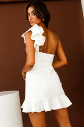 As You Wish One-Shoulder Sweetheart Neckline Dress White